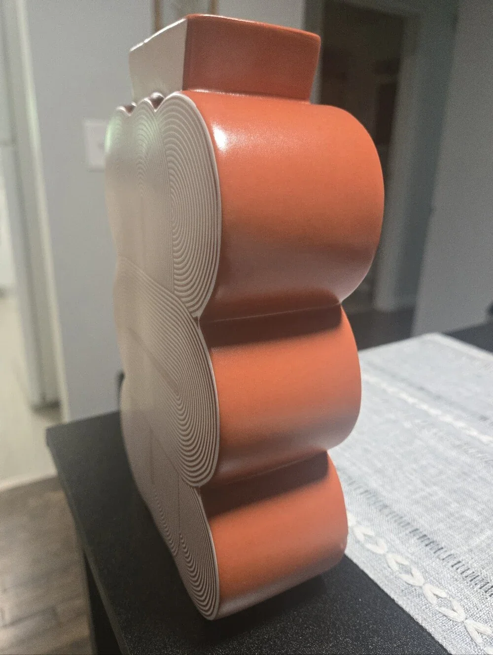 Jonathan Adler Vase in Orange and White, Terracotta